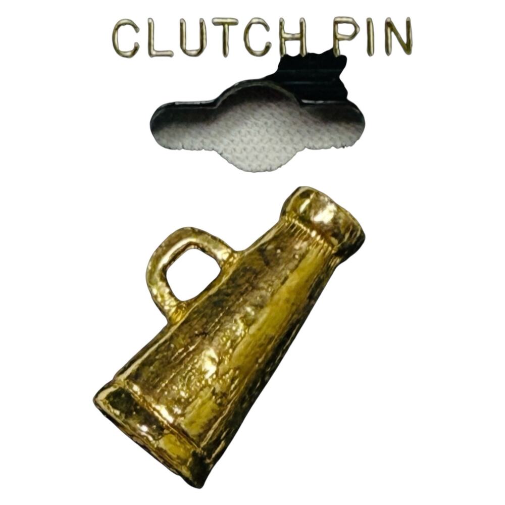 Lot of 10 Vintage Stella Clutch Cheerleader Pins Brass Tone Megaphone Jewelry